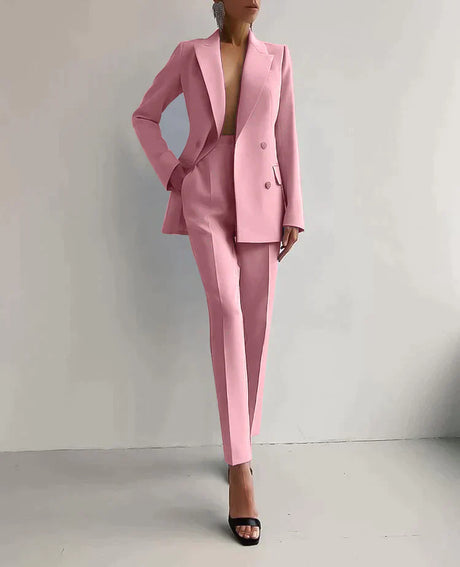 Kvinnors Blazer Set Högkvalitativt Material-Kvinnors kavajer-Bellasverige-Rosa-S-Hemnix