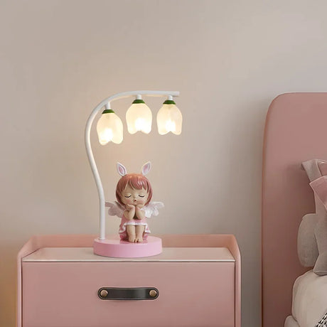 BlossomGlow – Söt Barnrum Bordslampa med LED och Blommönster Carvallo