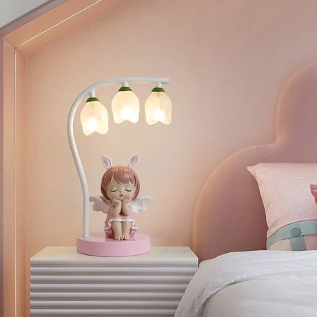 BlossomGlow – Söt Barnrum Bordslampa med LED och Blommönster Carvallo