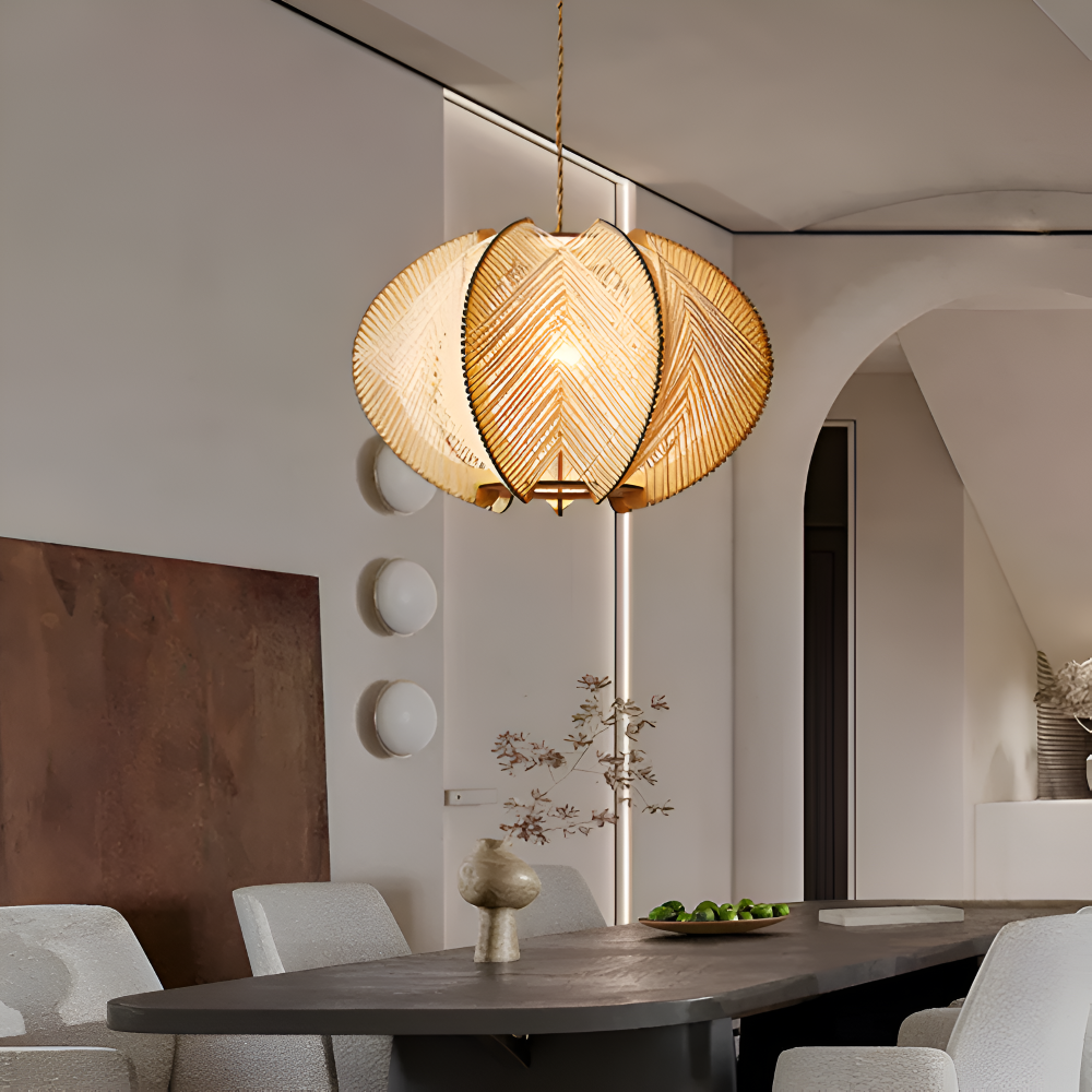 Hikari Pendellampa – Handknuten Hampa & Trälampa i Wabi Sabi Design Hemnix