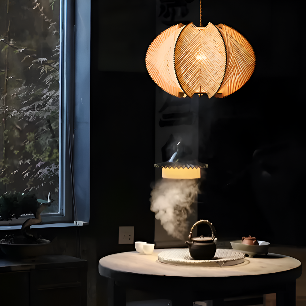 Hikari Pendellampa – Handknuten Hampa & Trälampa i Wabi Sabi Design Hemnix