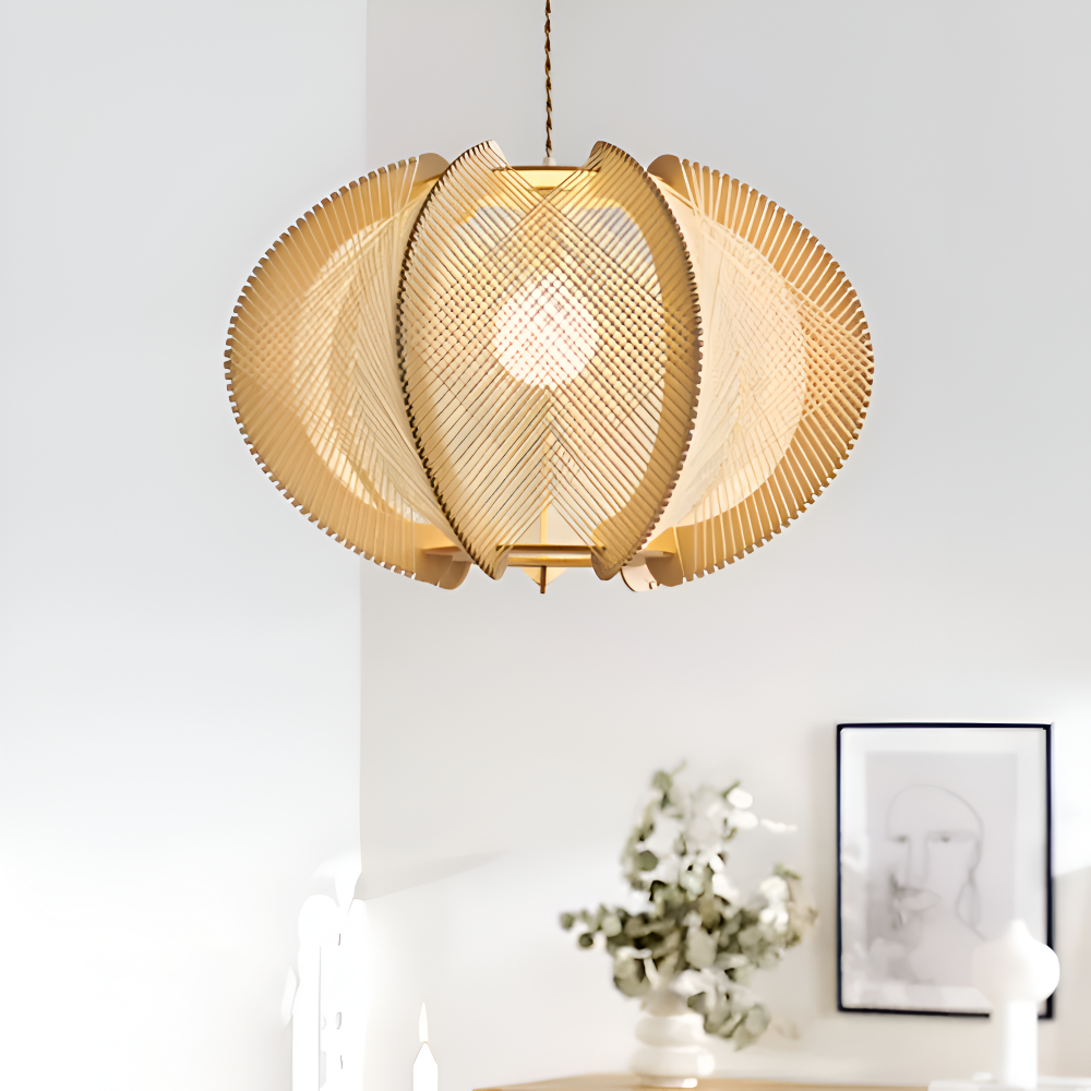 Hikari Pendellampa – Handknuten Hampa & Trälampa i Wabi Sabi Design Hemnix
