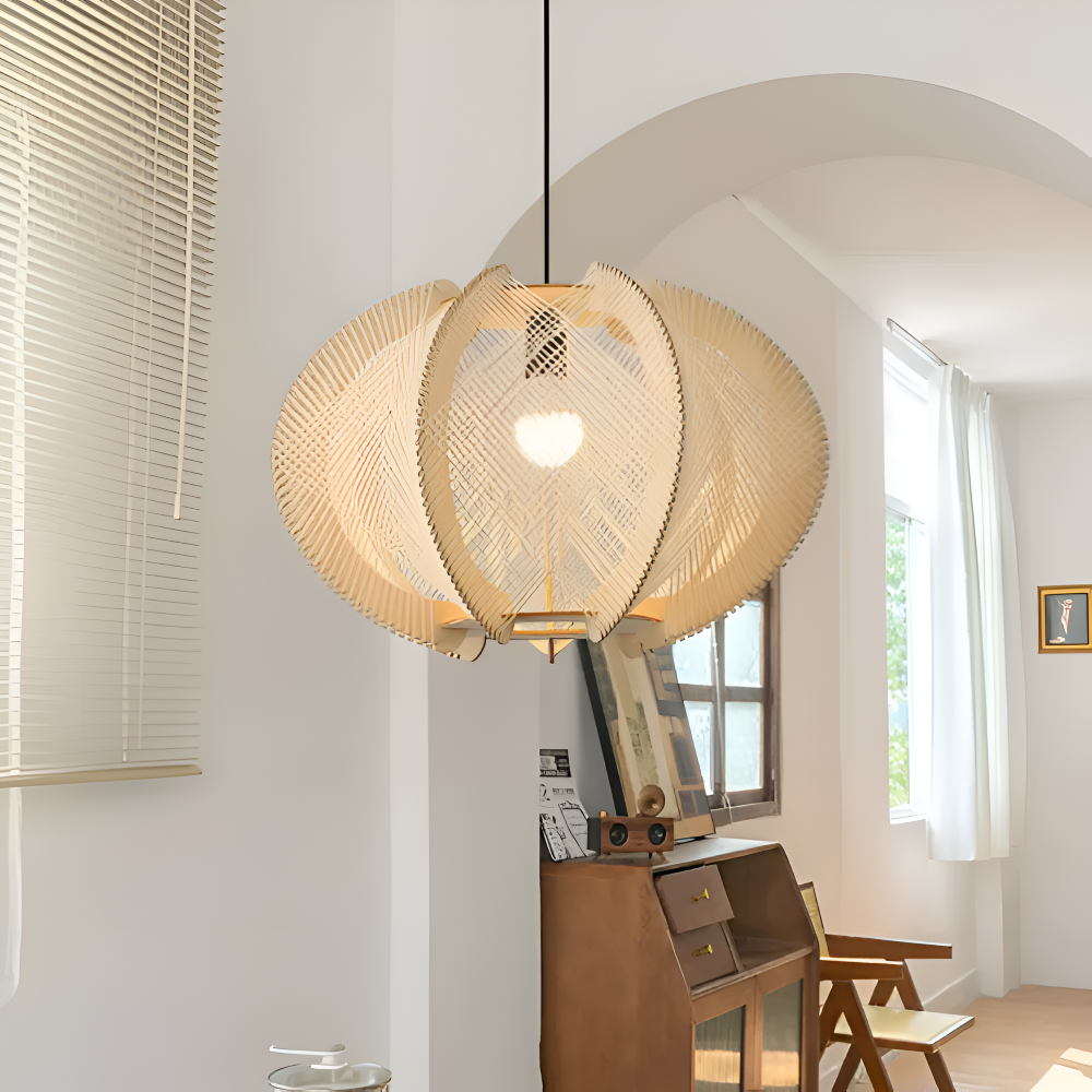 Hikari Pendellampa – Handknuten Hampa & Trälampa i Wabi Sabi Design Hemnix