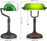 LumiBank - Klassisk Banklamp med Grönt Glas i Retro Stil för Kontor & Vardagsrum Carvallo