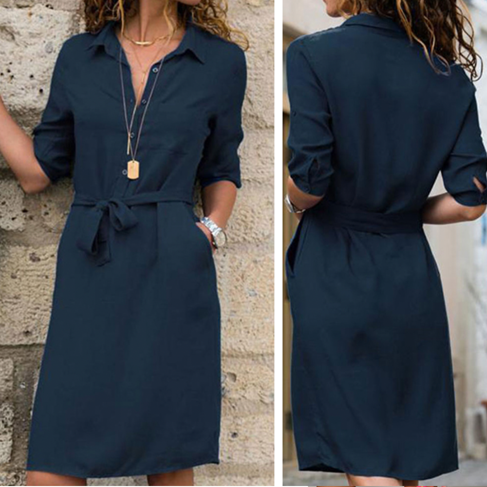 Damklänning Elegant Vårstil 100% Polyester Smickrande Silhuett