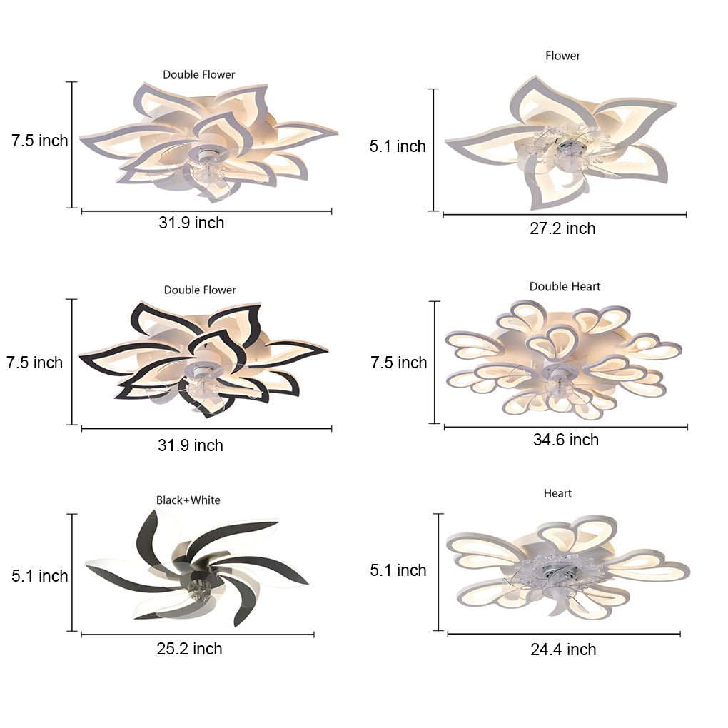 Takfläktlampa med blommig LED-design Carvallo