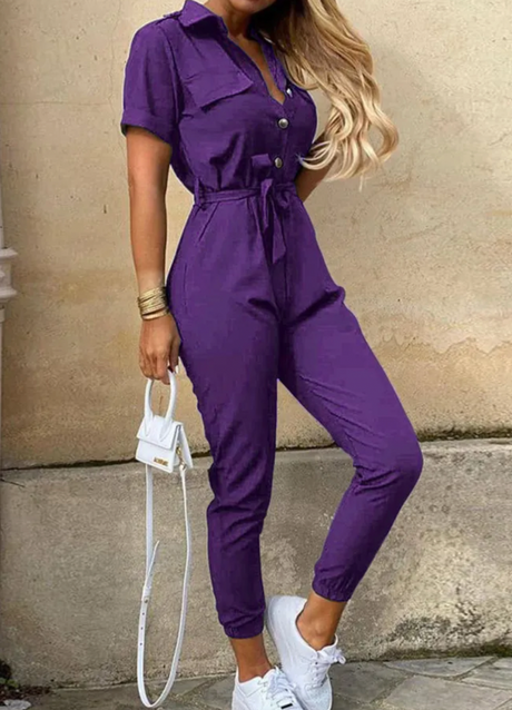 Kvinna Jumpsuit Elegant Högkvalitativt Material-Kvinnors byxdresser-Hemnix-Lila-S-Hemnix