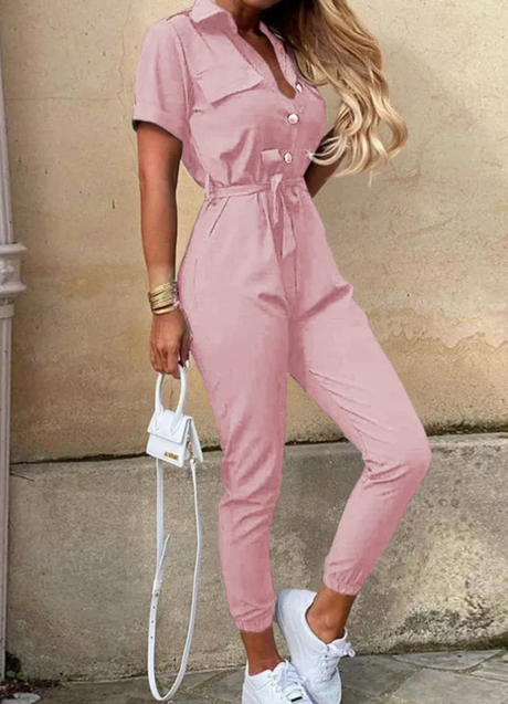 Kvinna Jumpsuit Elegant Högkvalitativt Material-Kvinnors byxdresser-Hemnix-Rosa-S-Hemnix