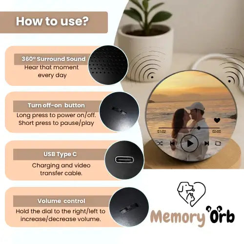 Royallure Memory Orb – Anpassad Videokula med 360° Ljud & USB Uppladdning Carvallo