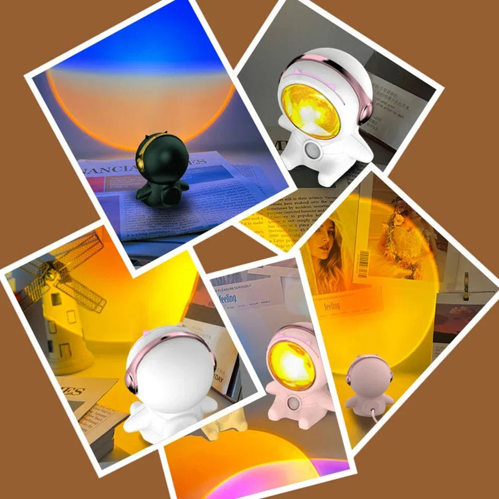 AstroGlow - Solnedgång LED Projektorlampa med Astronautdesign – Stämningsfull Belysning Carvallo