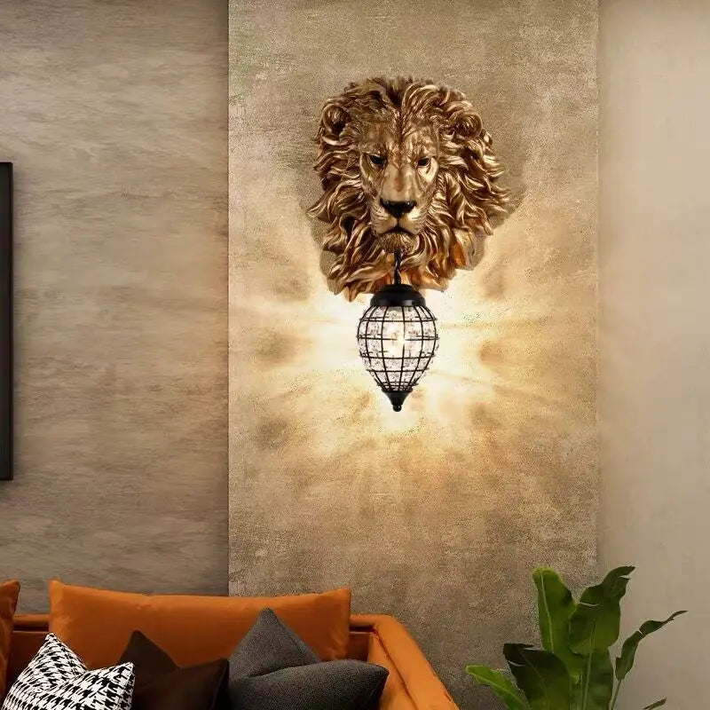 RegalGlow - Majestätisk lejon vägglampa med varm, stämningsfull belysning Carvallo