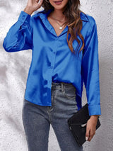 Dam Skjorta Satin Modern Design Elegant Blus