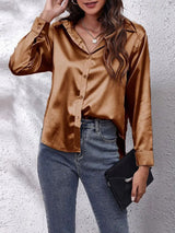 Dam Skjorta Satin Modern Design Elegant Blus