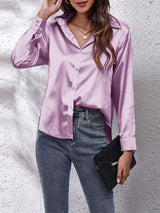 Dam Skjorta Satin Modern Design Elegant Blus