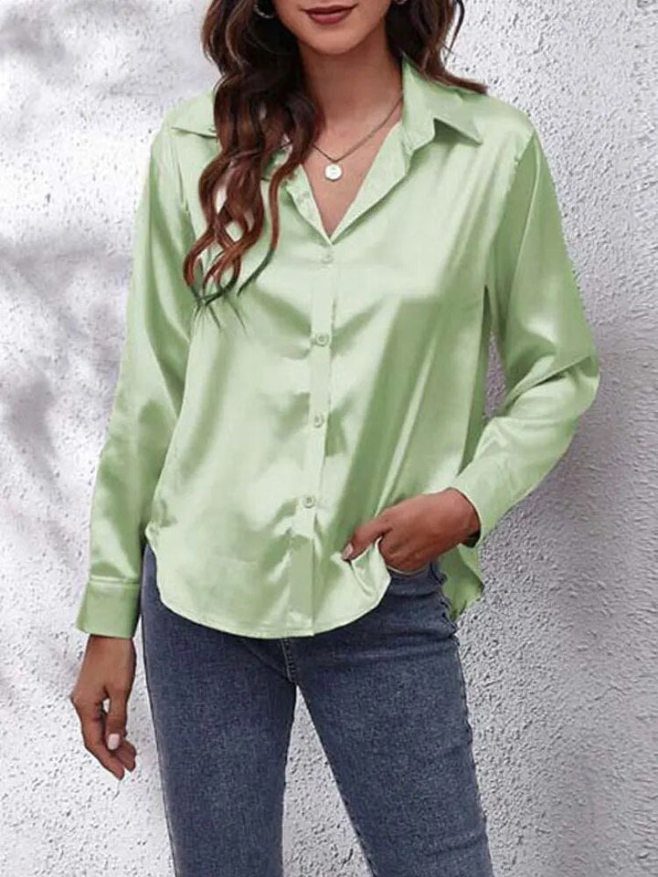 Dam Skjorta Satin Modern Design Elegant Blus