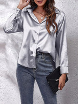Dam Skjorta Satin Modern Design Elegant Blus