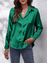 Dam Skjorta Satin Modern Design Elegant Blus