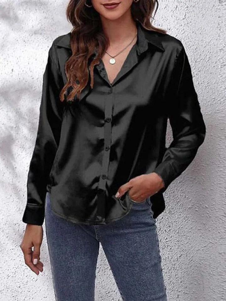 Dam Skjorta Satin Modern Design Elegant Blus