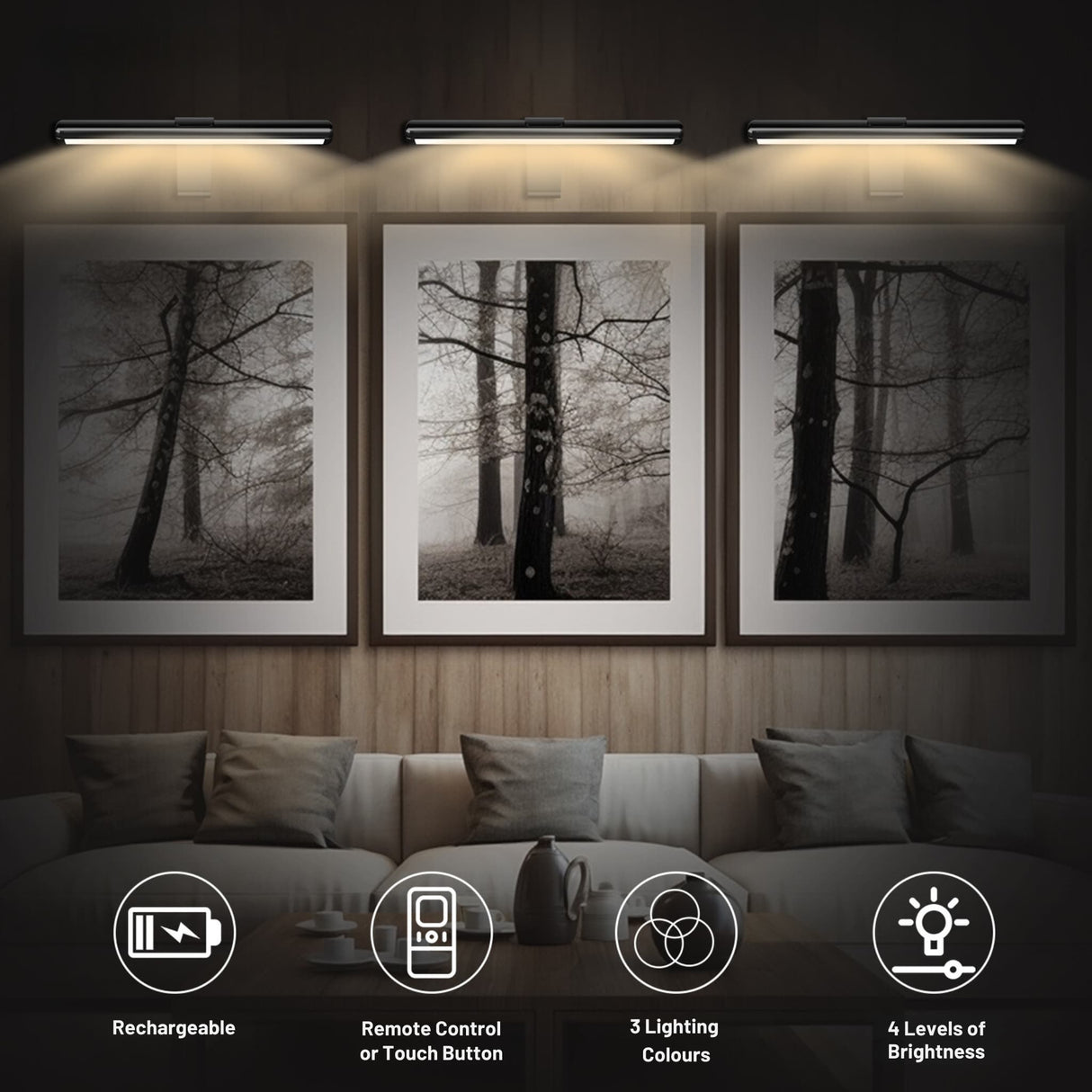 Royaleva Trådlös LED Uppladdningsbar Bildlampa med Fjärrkontroll - Perfekt för Konst och Fotografi Carvallo