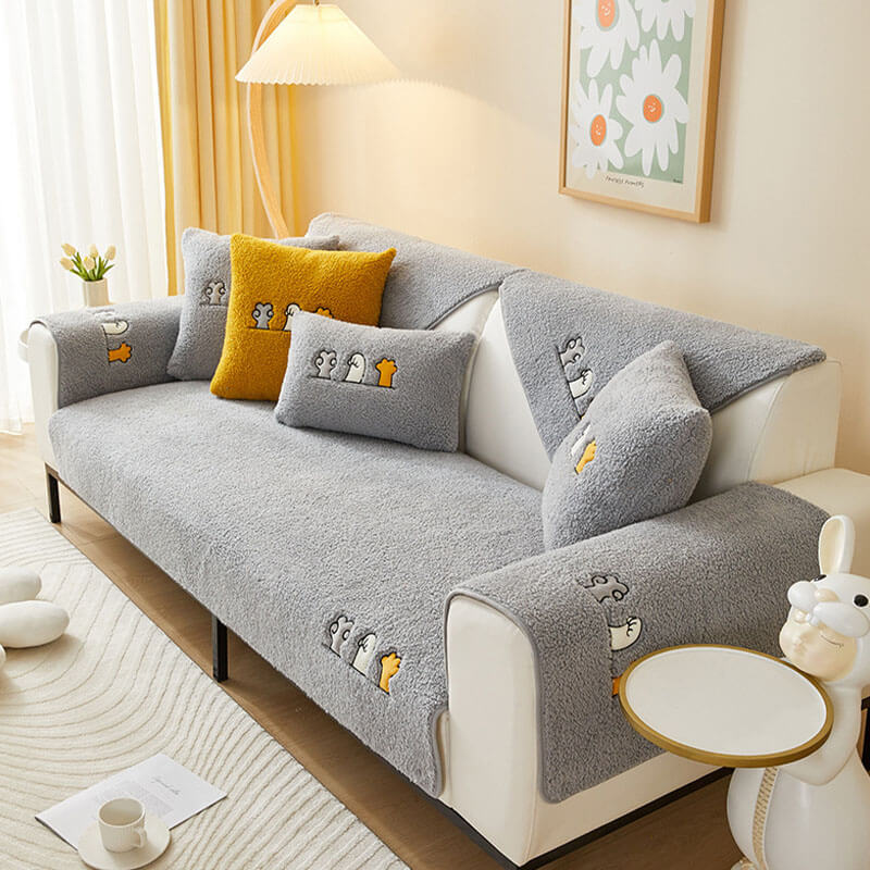 Lovely Cat's Paw Sherpa Fleece Anti-Slip Sofföverdrag Carvallo