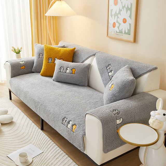 Lovely Cat's Paw Sherpa Fleece Anti-Slip Sofföverdrag Carvallo