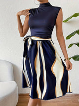 Damklänning i Lapptäcksstil med Bälte och Mönster - 100% Bomull Hemnix