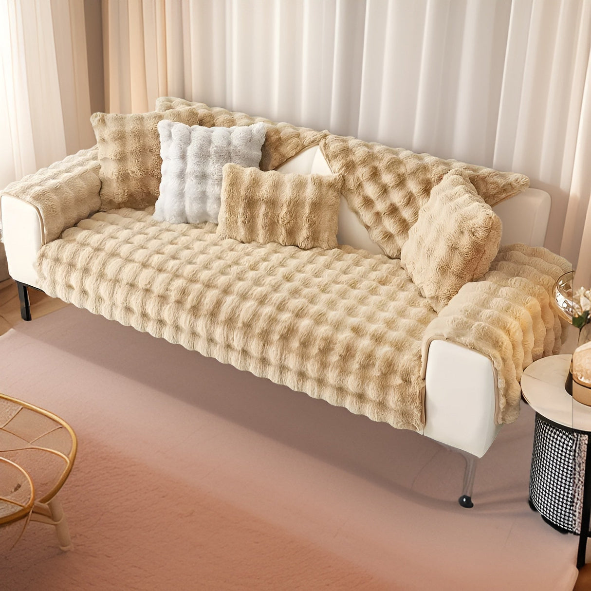 Luxe Cover Husdjursvänlig Fuskpäls Soffsats – Komfort & Stil Ren Carvallo