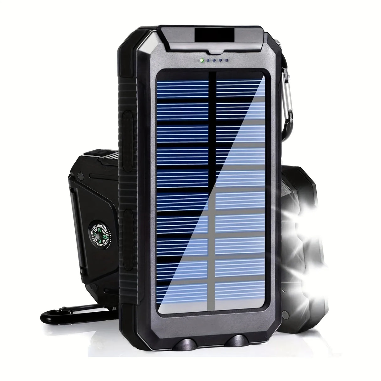 Carvallo Powerbank Solvanta PowerFlash | 20.000 mAh | Inbyggd LED-ficklampa & solpanel | Utomhus & Camping | 15 W Snabbladdning Carvallo