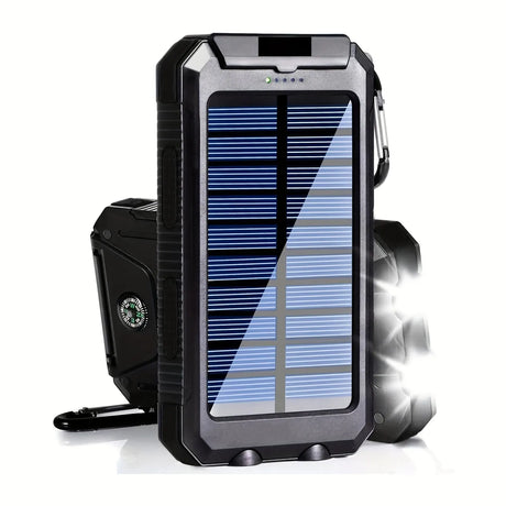 Carvallo Powerbank Solvanta PowerFlash | 20.000 mAh | Inbyggd LED-ficklampa & solpanel | Utomhus & Camping | 15 W Snabbladdning Carvallo