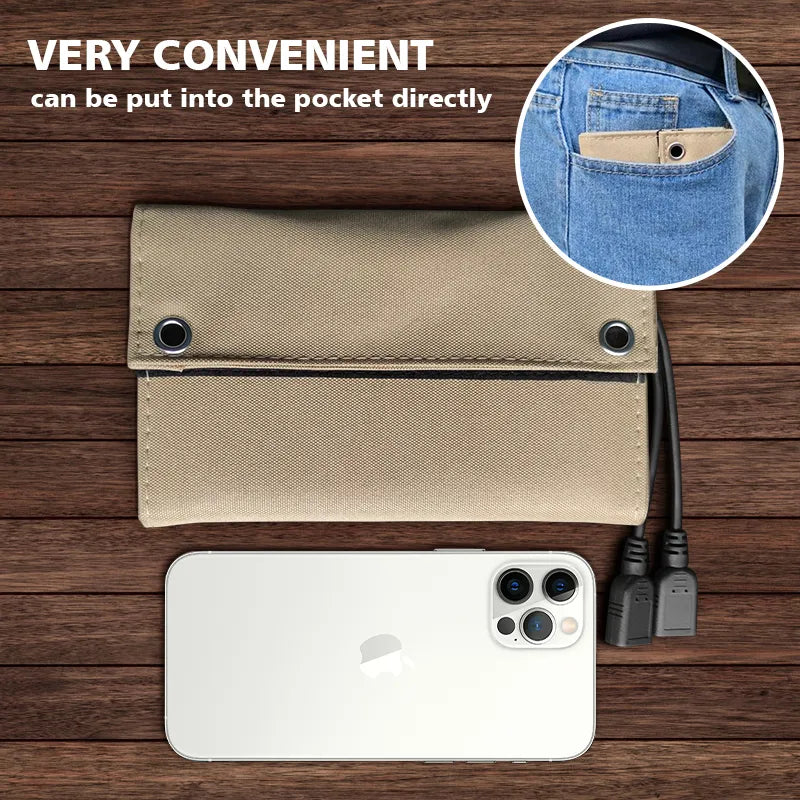 Carvallo Solarpanel Solvion FoldCharge | 10.000 mAh Powerbank | 2× USB | 10 W effekt | Utomhus & Resor | Vattentålig Carvallo