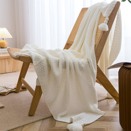 Nordisk Vaffelmönstrad Kraftig Stickad Filt För Mysiga Utrymmen Carvallo