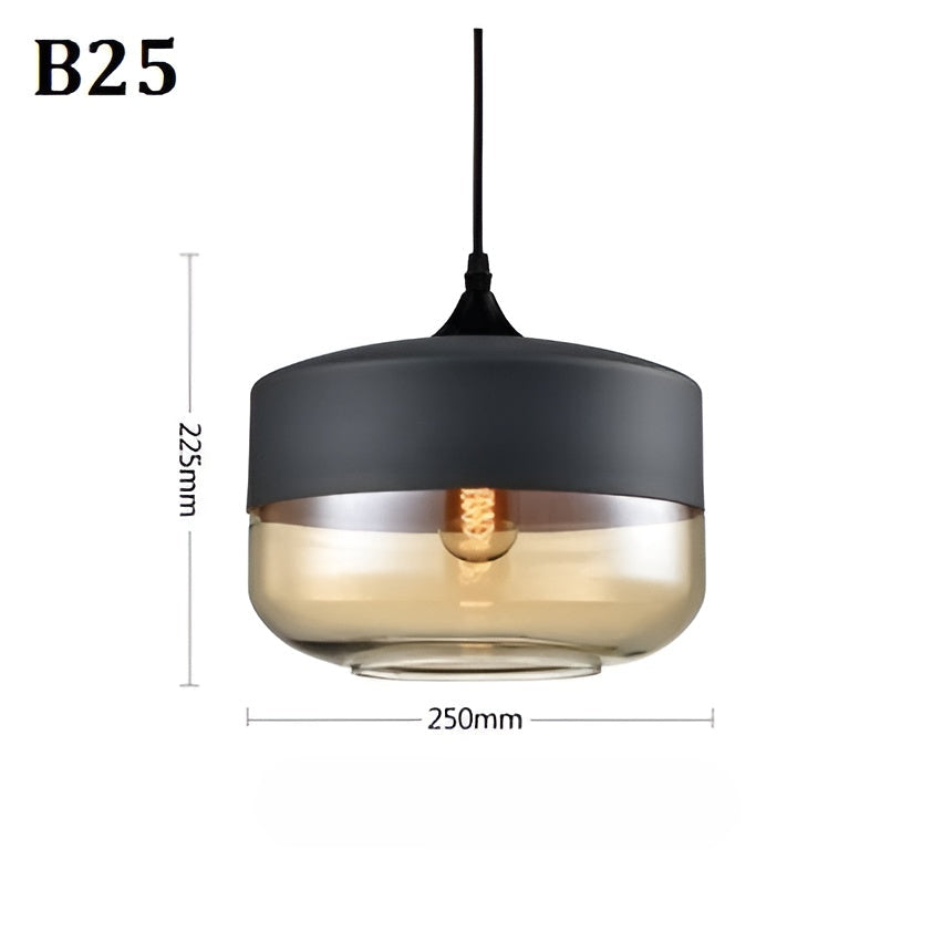 Geometrisk Glas-Pendellampa – Svart & Bärnsten | Stilren Belysning Carvallo