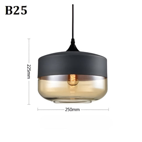 Geometrisk Glas-Pendellampa – Svart & Bärnsten | Stilren Belysning Carvallo