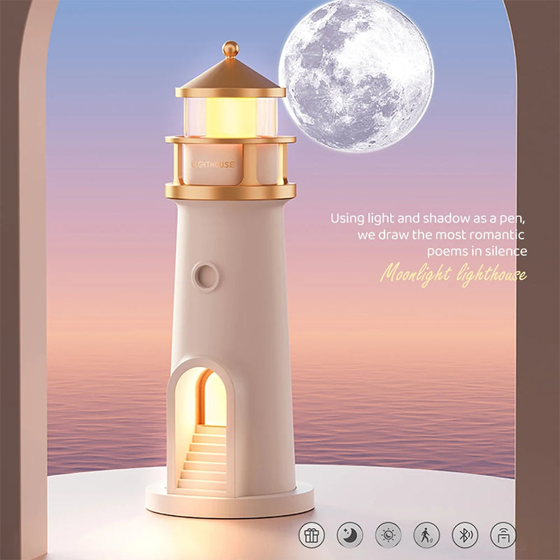 Lighthouse Moon Projektor Lampa – Bluetooth Musik Stjärnklart Nattljus Carvallo