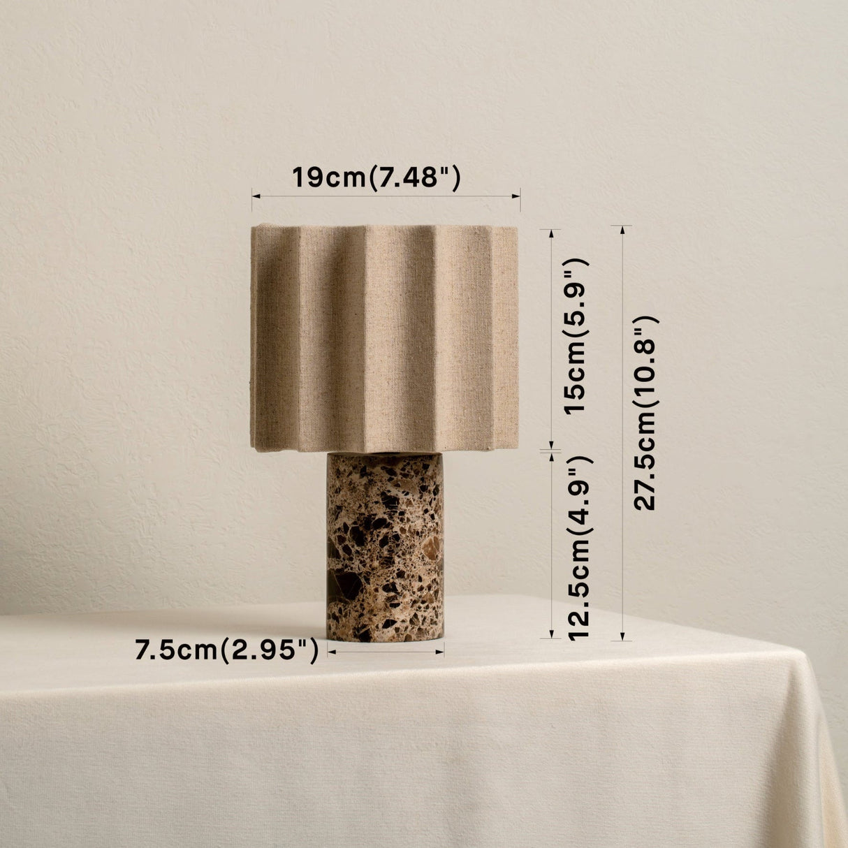 Marmorbordslampa | Sladdlös och uppladdningsbar | Sänglampa | Spansk Morola Marmor | Beröringsdimming | Tegel för tegel Carvallo