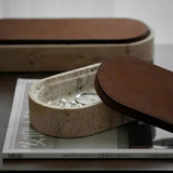 Marmorerad Läder Lock Smyckesförvaringslåda Carvallo