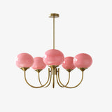 Edinbourgh Pendellampa - Elegant design med guldfinish och rosa glaskupor Carvallo