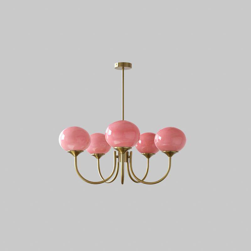 Edinbourgh Pendellampa - Elegant design med guldfinish och rosa glaskupor Carvallo