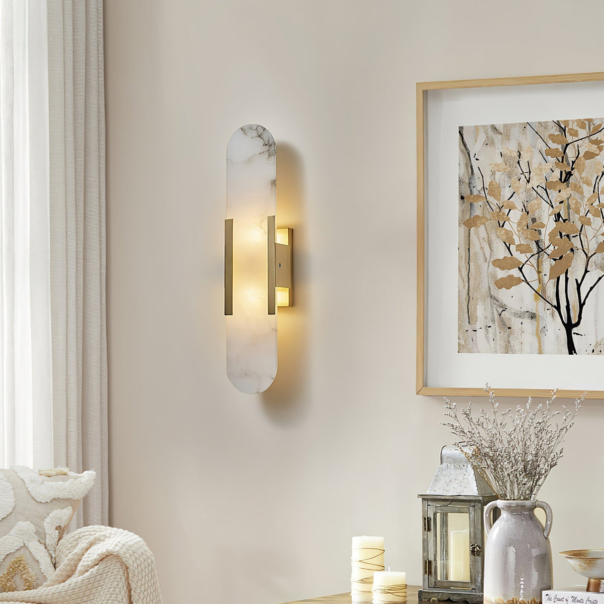 Högkvalitativ Alabaster Vägglampa med Modern Design Carvallo