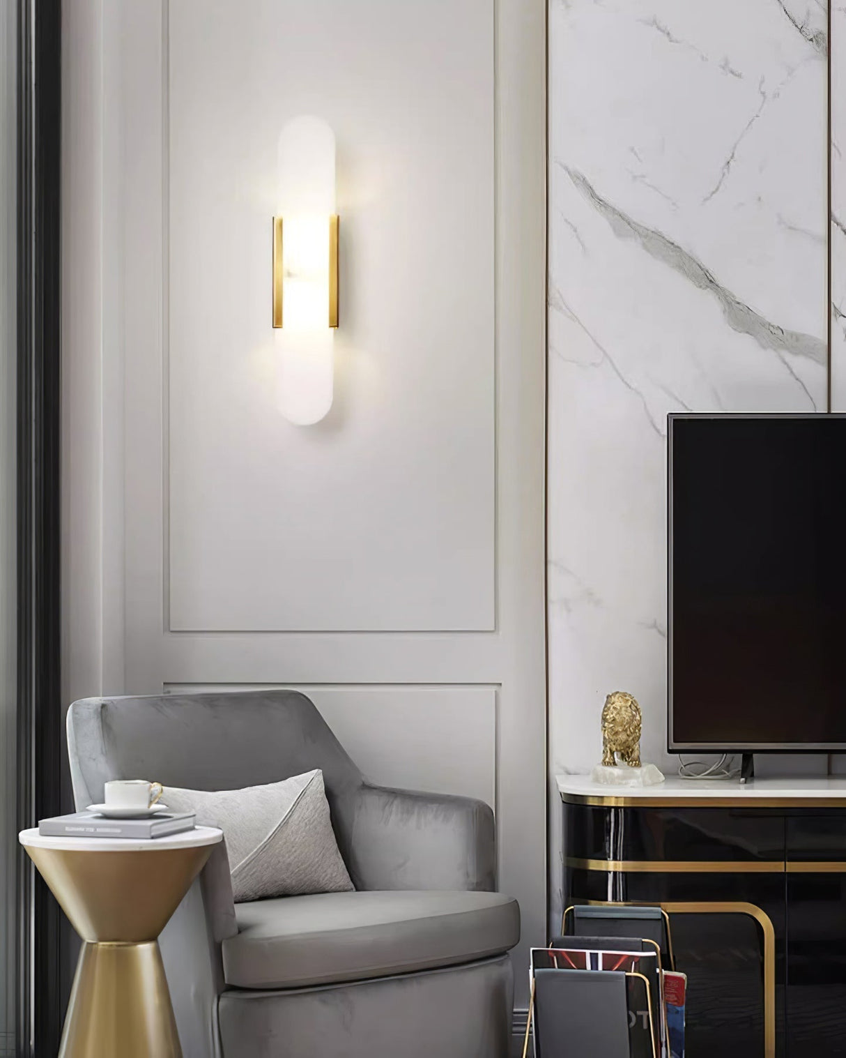 Högkvalitativ Alabaster Vägglampa med Modern Design Carvallo