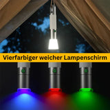 LED-ficklampa med flerfärgade filter – uppladdningsbar USB-C-lampa med camping- och nödbelysningsfunktion Carvallo