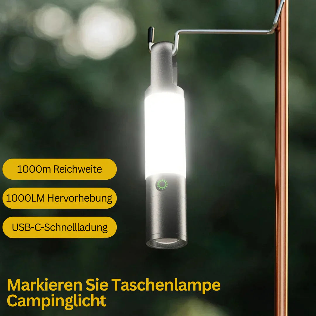 LED-ficklampa med flerfärgade filter – uppladdningsbar USB-C-lampa med camping- och nödbelysningsfunktion Carvallo