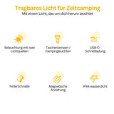 LED-ficklampa med flerfärgade filter – uppladdningsbar USB-C-lampa med camping- och nödbelysningsfunktion Carvallo