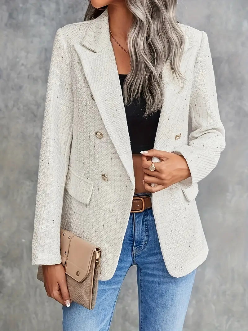 Kvinna Tweed Blazer Skräddarsydd Lätt Material