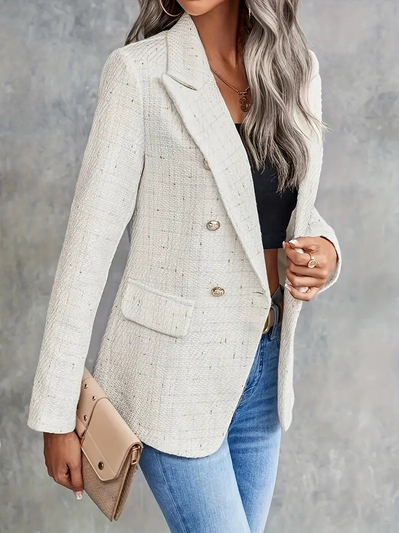 Kvinna Tweed Blazer Skräddarsydd Lätt Material