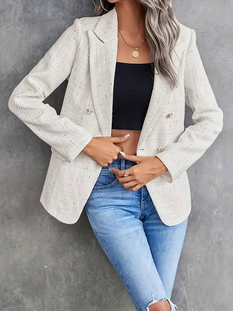 Kvinna Tweed Blazer Skräddarsydd Lätt Material