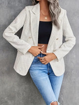 Kvinna Tweed Blazer Skräddarsydd Lätt Material