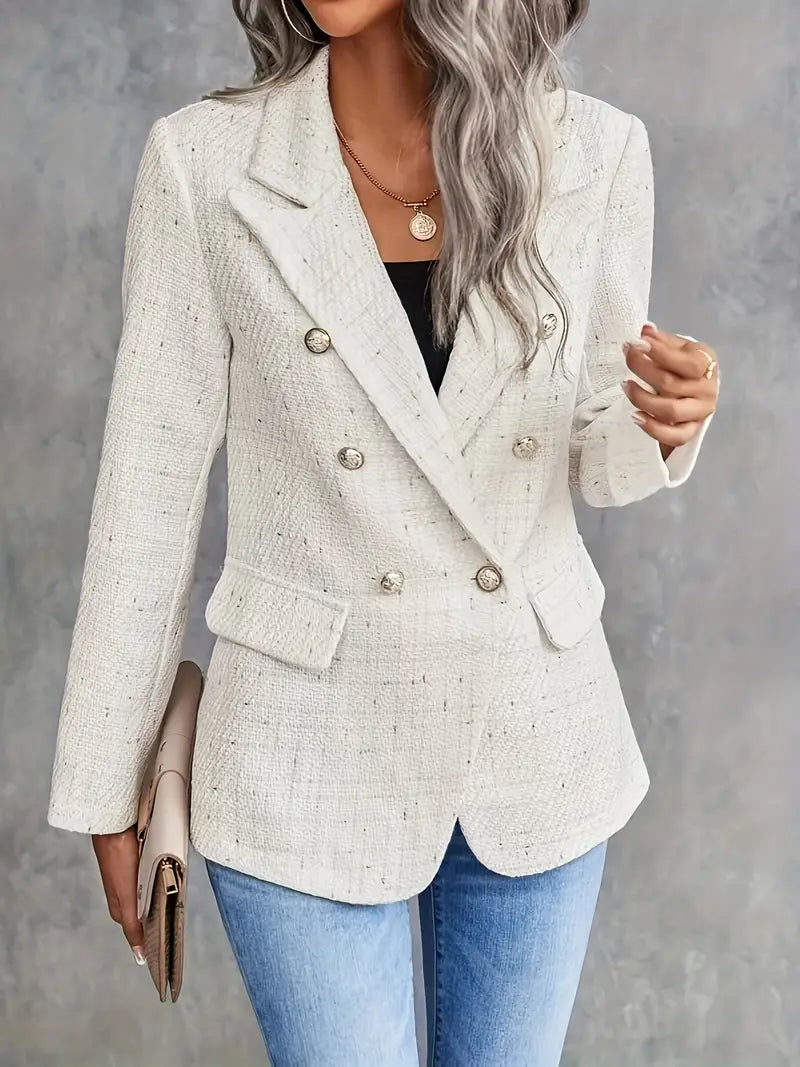 Kvinna Tweed Blazer Skräddarsydd Lätt Material