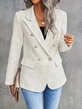 Kvinna Tweed Blazer Skräddarsydd Lätt Material