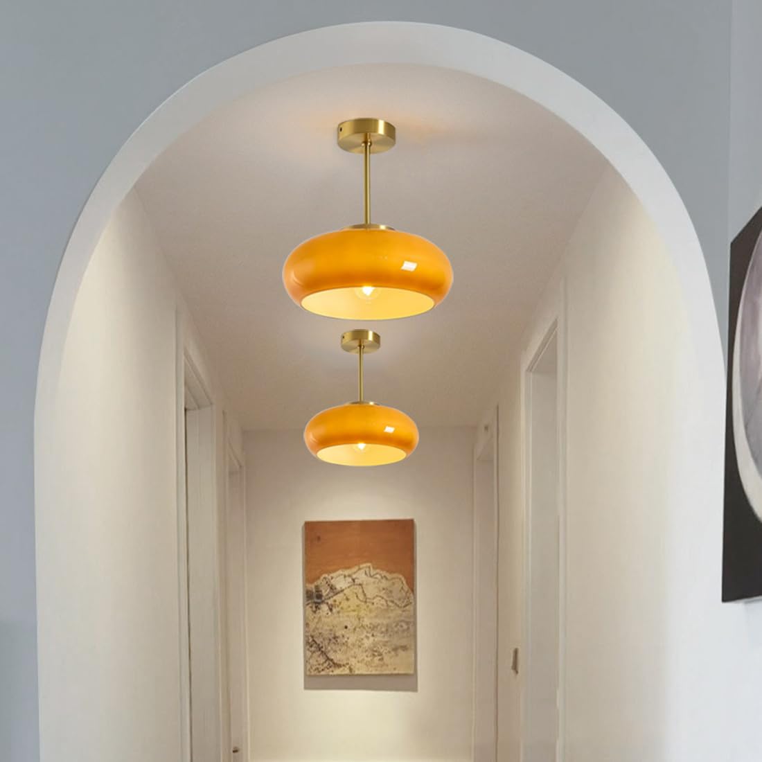 Vintage Rund Glas Taklampa Carvallo